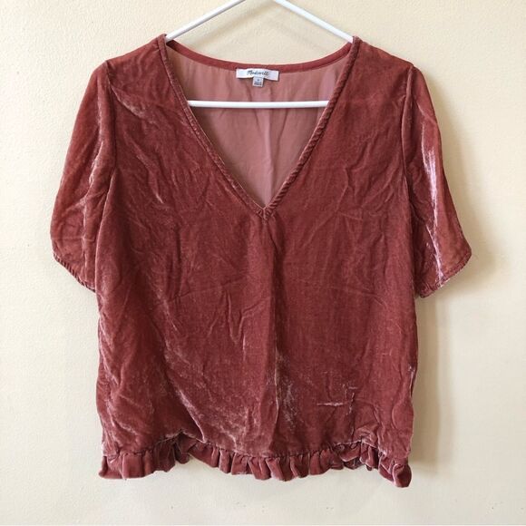 Madewell Velvet Tulip-Sleeve Ruffle Top - Picture 5 of 10